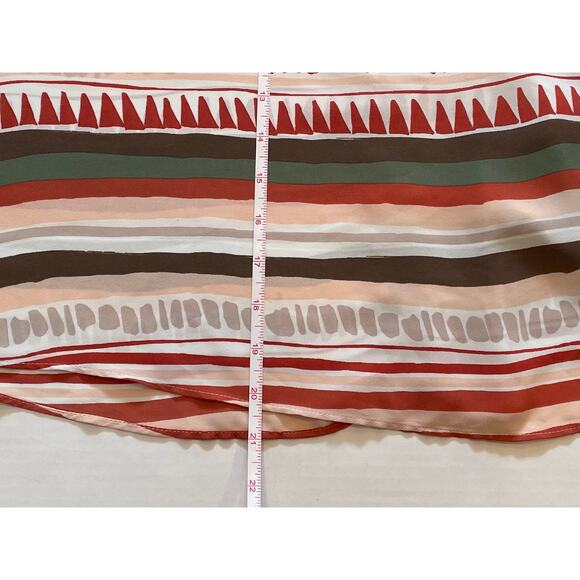 LOFT Ruffle Camisole in Autumn Colors, Burnt Orange, Olive, Ivory, Striped, S - Picture 11 of 11